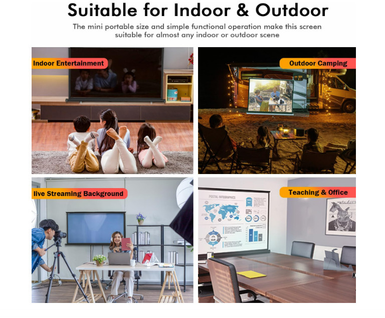 Tabletop projector screen 40" diagonal matte white 16:9 screen 32"x24" TECDIGBO