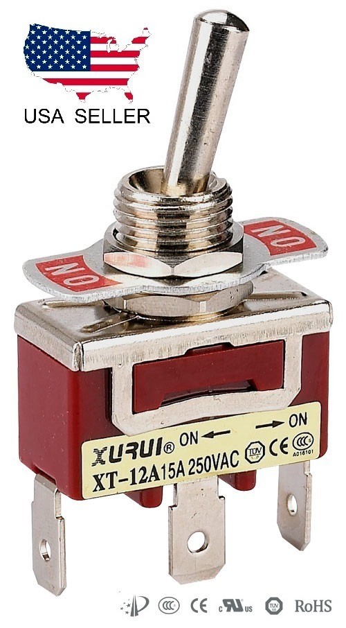 HEAVY DUTY SPDT ON-ON TOGGLE SWITCH 20A 125V, 15A 250V SPADE TERMINALS (12A)
