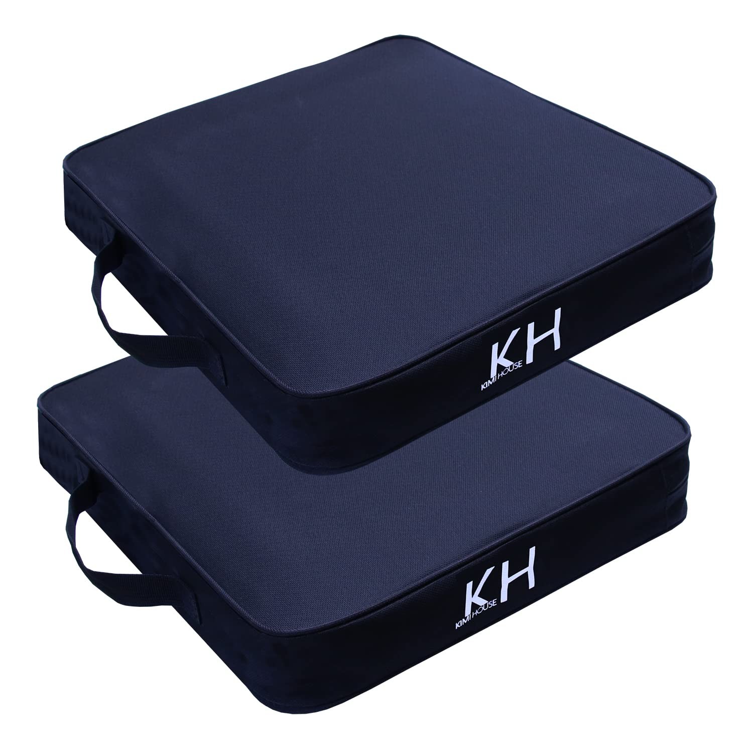 2 Pieces Black Indoor & Outdoor Chair Cushions with Handle & Zipper, Boat Can...