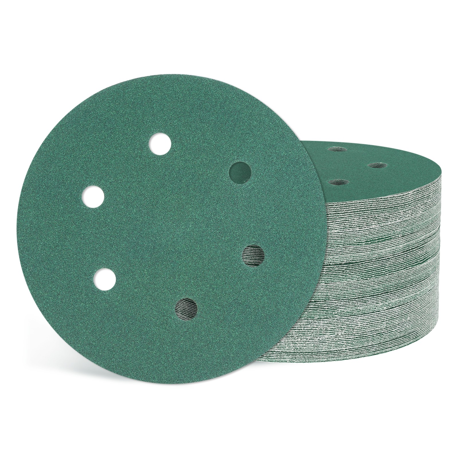 50 Pcs Sanding Disc 6 Inch 180 Grit 6 Hole  Orbital Sandpapers, Green