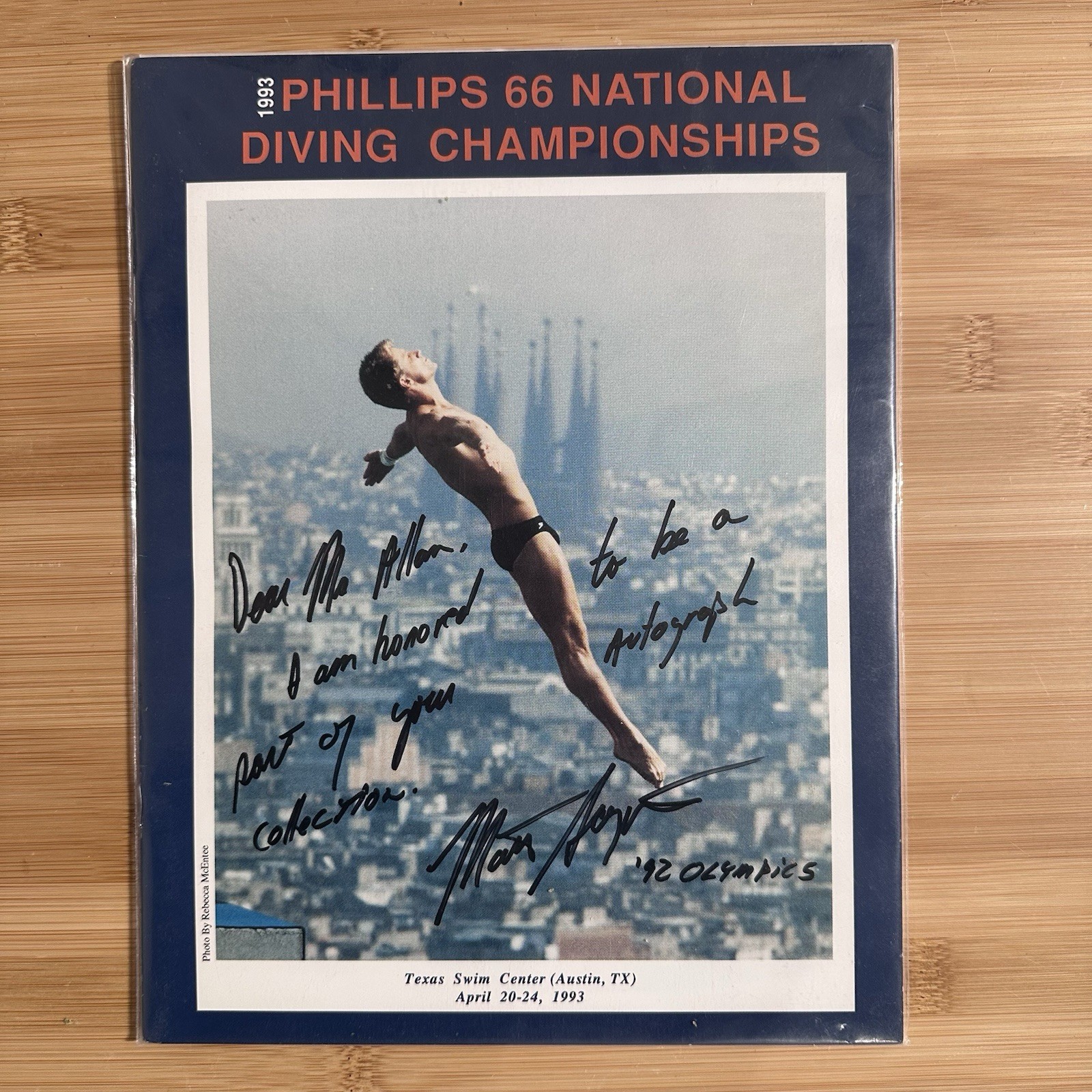 Matt Scoggin Signed Program 1993 Phillips 66 National Diving Championships Auto