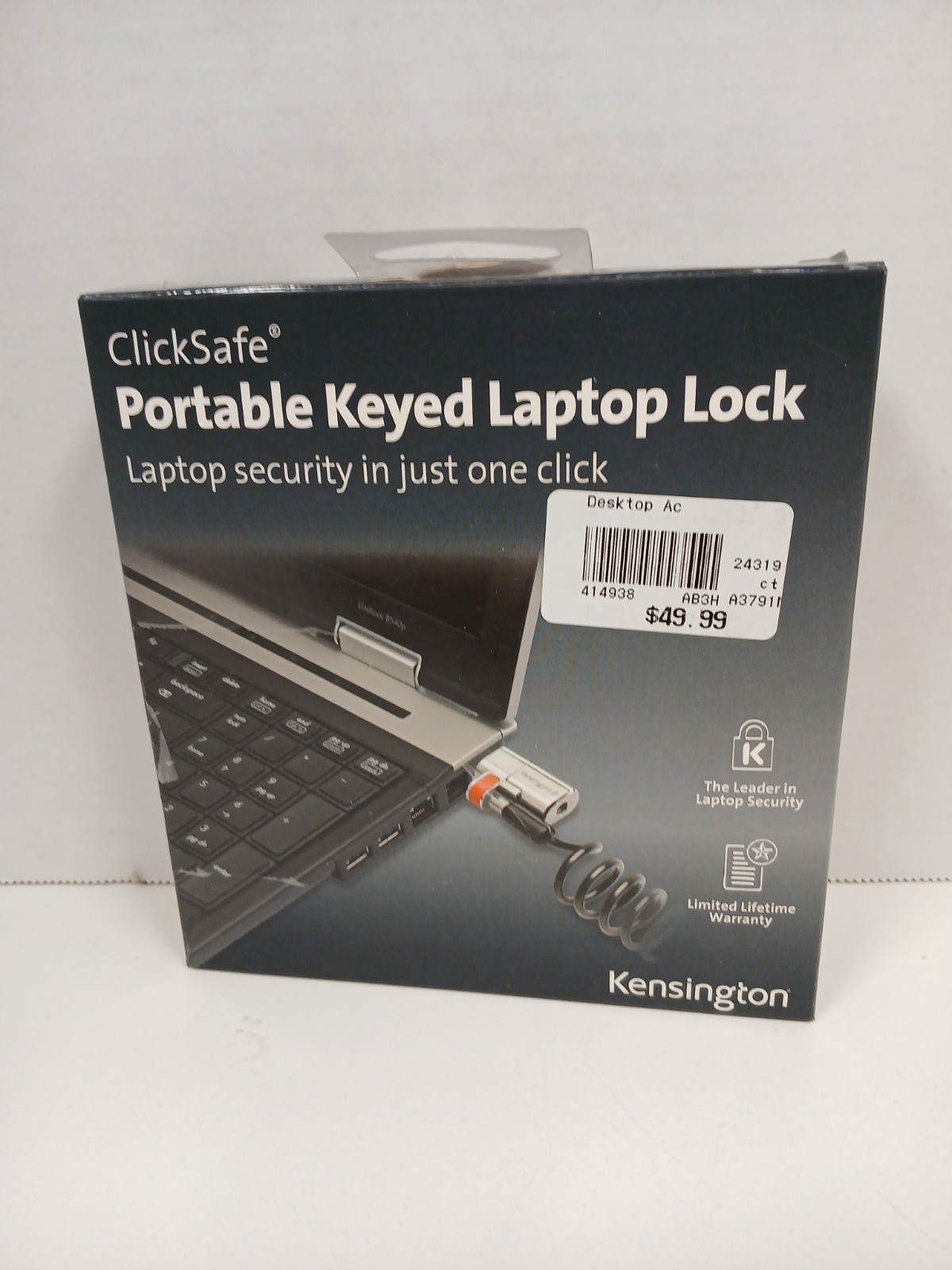 Kensington ClickSafe Portable Keyed Laptop Lock With Key