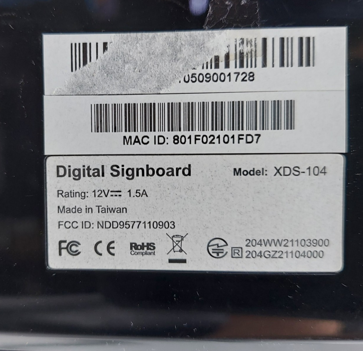 Digital Signboard XDS-104 - No Power Adapter
