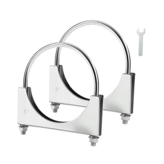 5" Heavy Duty U Bolt Exhaust Clamp, 5 Inch Stainless Steel U Muffler 5.0" 2