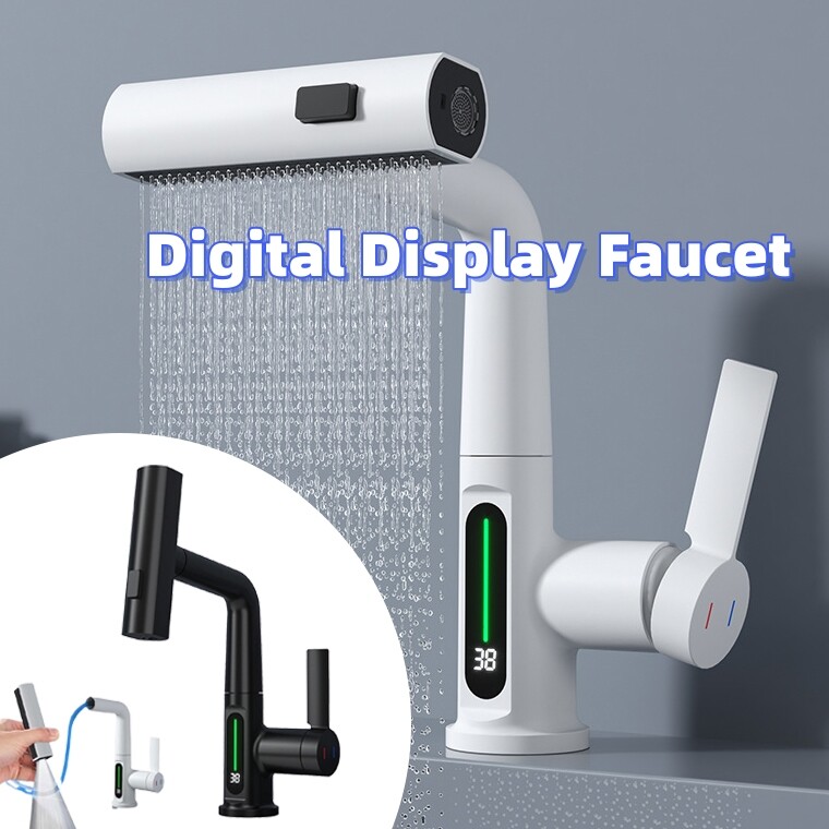 Intelligent Digital Display Faucet Pull-out Basin Faucet Temperature Digital Dis