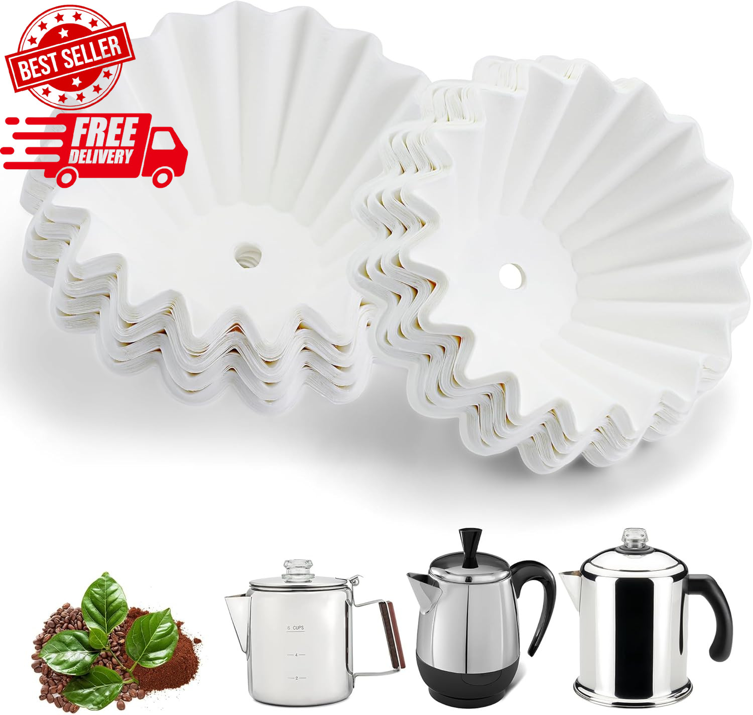 Coffee Filters for Farberware Percolators, 150 Pack, White, 6/9 Cup SHIPS FREE