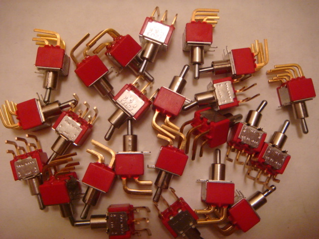 LOT of 8 C&K 7203 DPDT 3-Position [ON-OFF-ON] Toggle Switches - New and Unused
