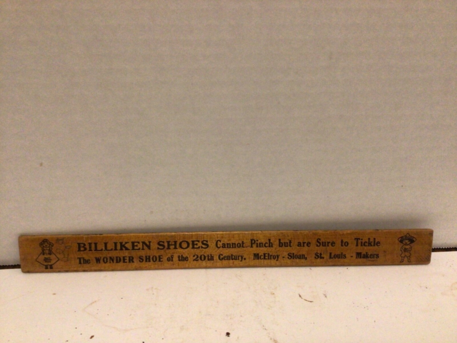 Vintage Billiken Shoes advertising wooden Ruler - Wonder Shoe