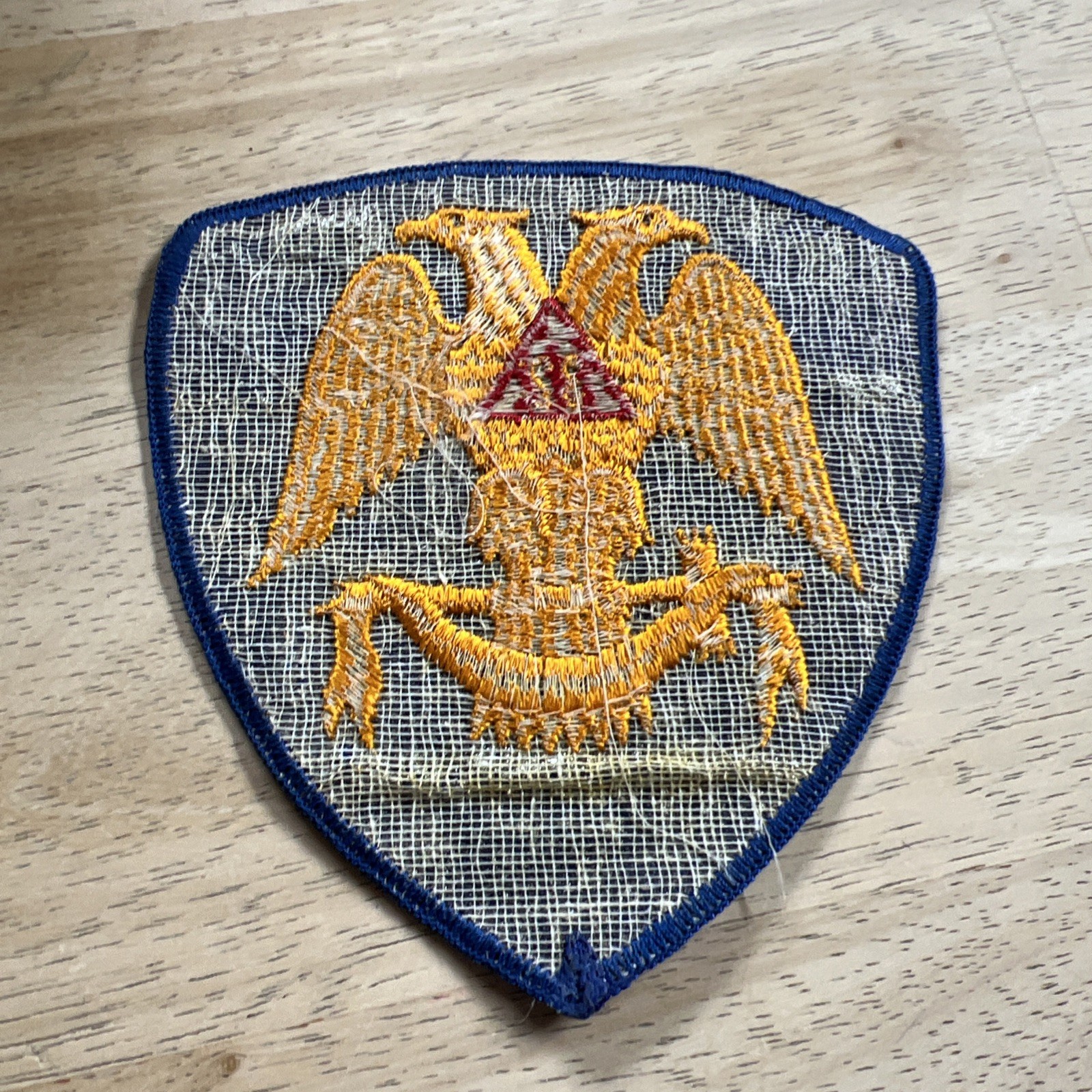 Freemason 32 Degree Double Headed Eagle Wings Down Blue Uniform Patch Vintage