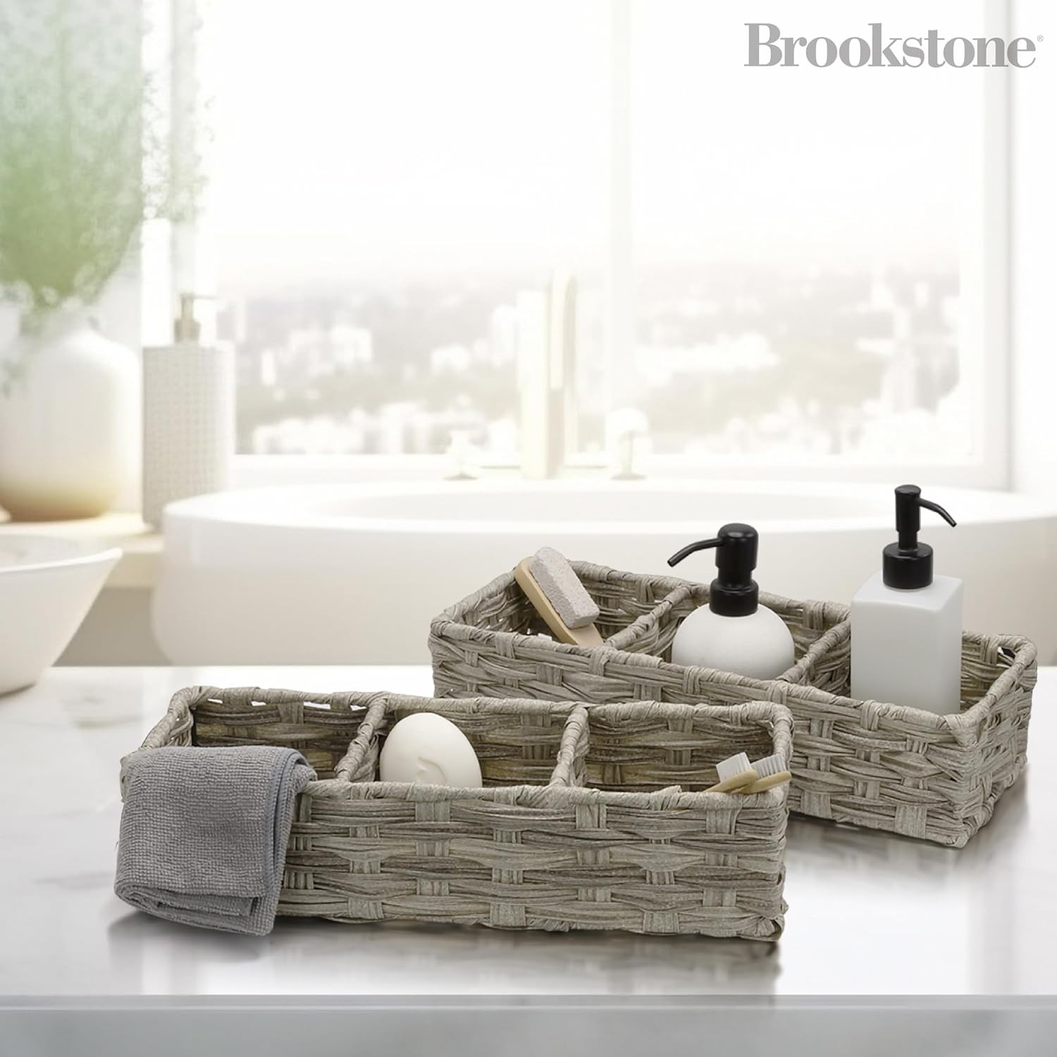 [2 PACK SET] Wicker Storage Basket Boho Organization & Storage Container