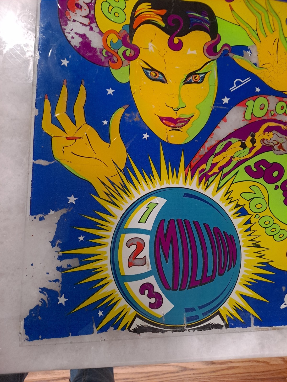 The Exhibit Supply Co. MAGIC, Original Pinball Machine BACK GLASS, 1940