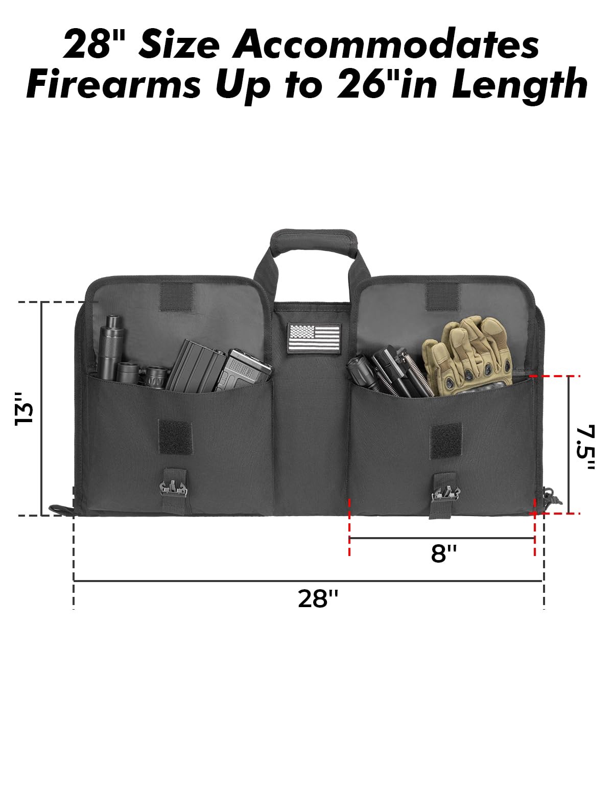 lollwolf 28 inch Rifle Case Soft, Rifle Bag Lightweight, Gun Case with Two Bu...
