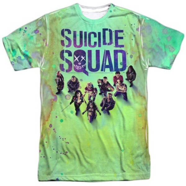 DC Comics Suicide Squad Movie Cast Poster Image Sublimation T-Shirt, NEW UNWORN