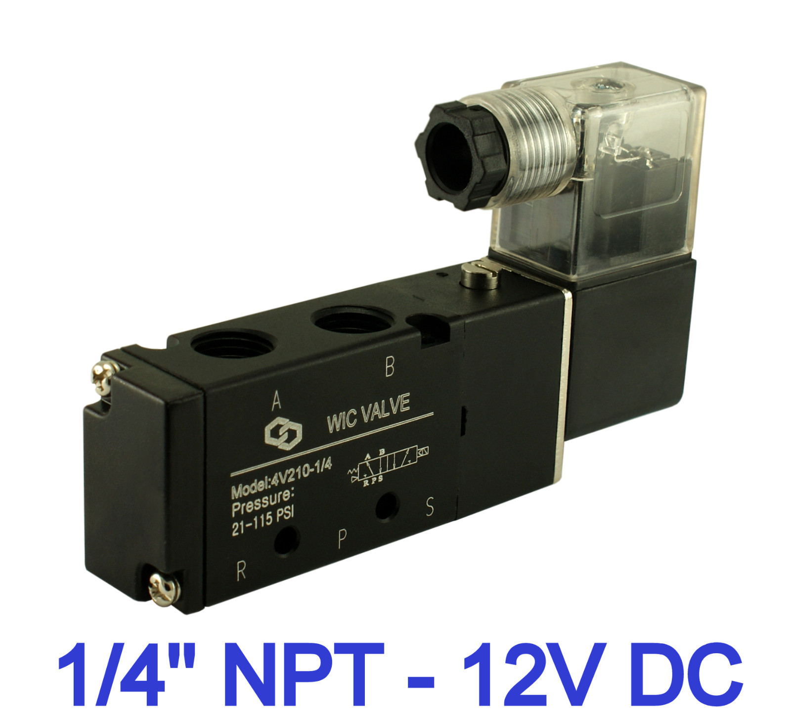 1/4 Inch 4 Way 2 Position Directional Control Electric Solenoid Air Valve 12V DC