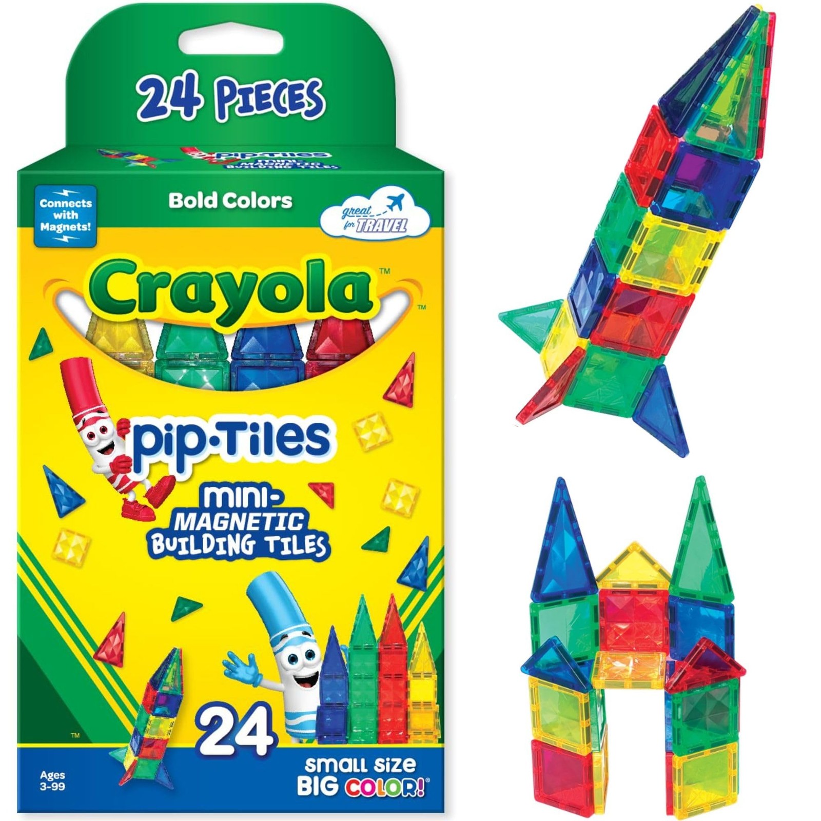 Mini Magnetic PIP-Tiles Bold Colors Building Set STEM Travel Toys Kids 24 Piece
