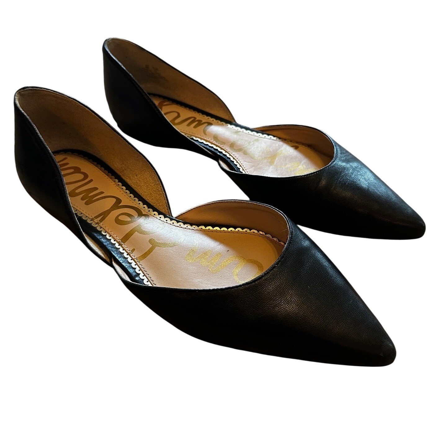 Sam Edelman Rodney Black Leather Pointed Toe d'Orsay Flats Womens Size 9