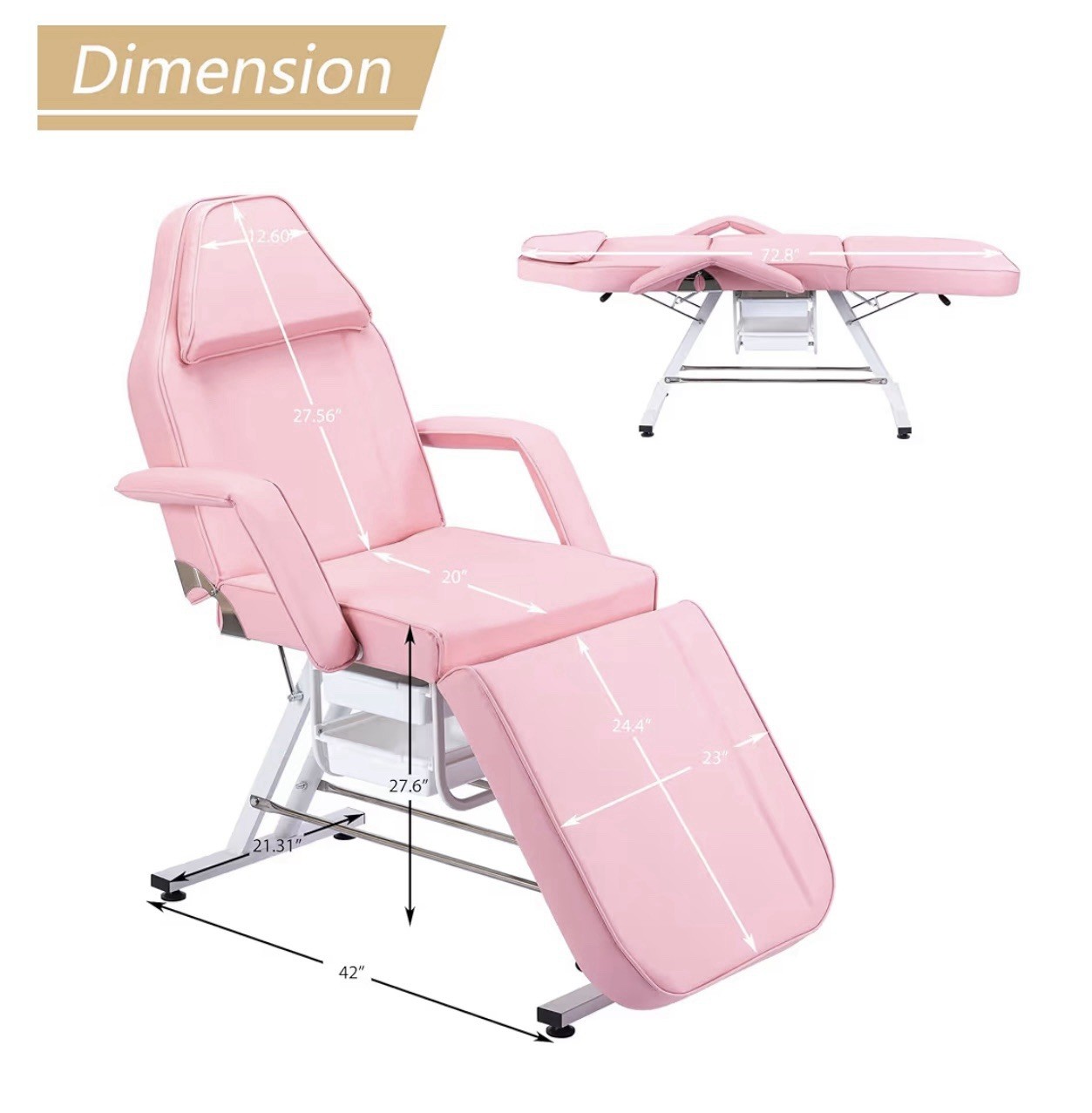 Adjustable Folding Salon Bed with Hydraulic Stool