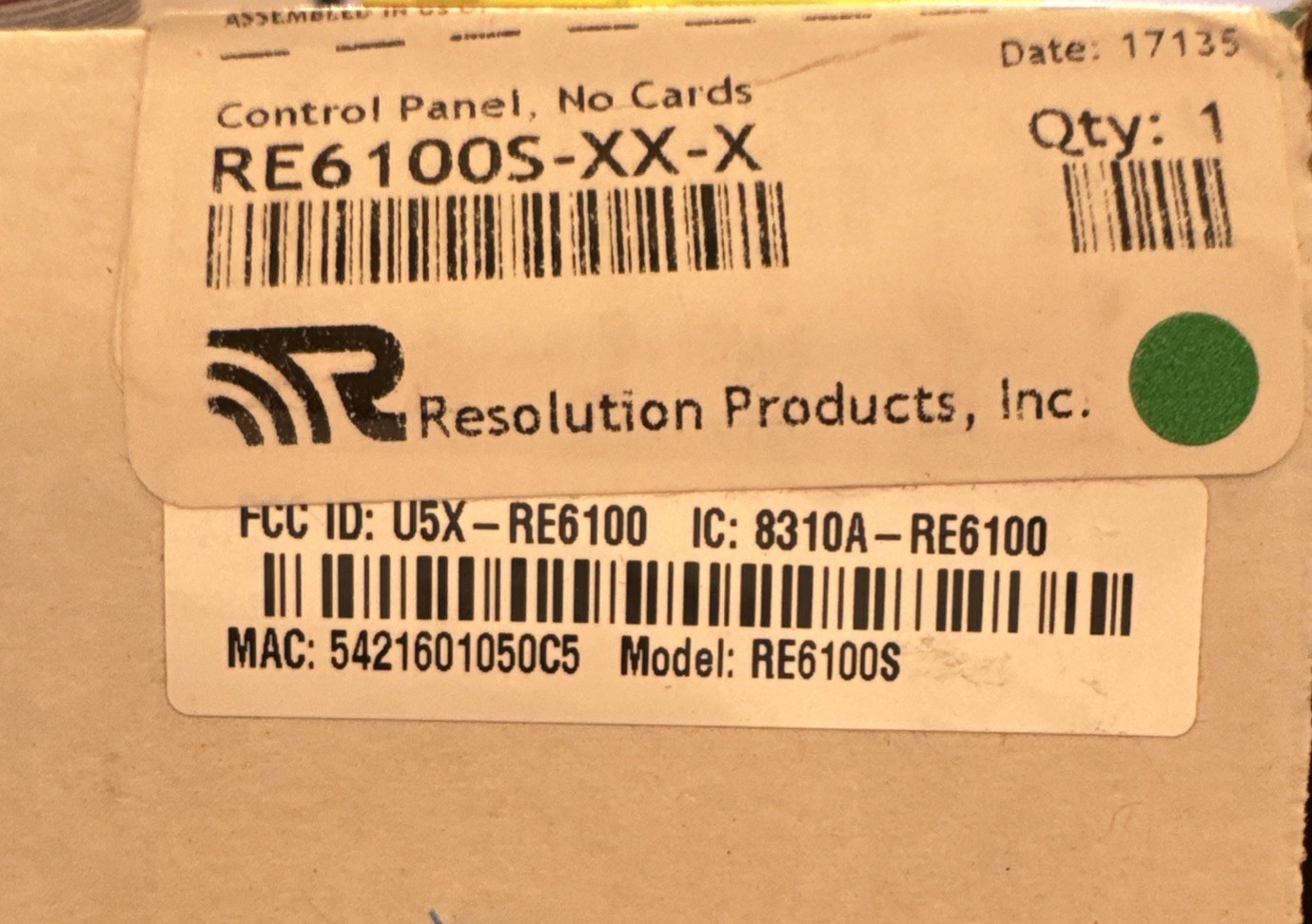 Alula Control Panel Helix RE6100S-XX-X