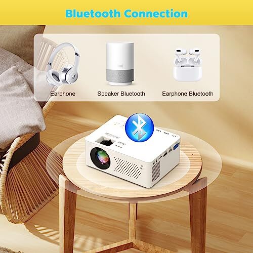 Mini Bluetooth Projector, Full HD 1080P Supported Portable A-9500 Bluetooth