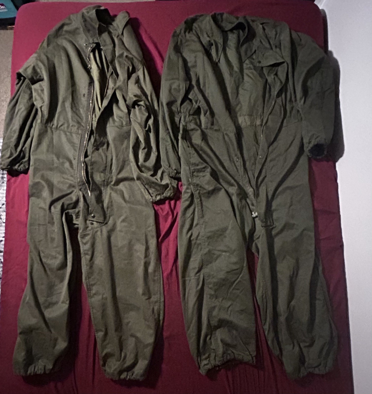 LOT OF 2 USED USIG OD GREEN COVERALLS COLD WEATHER MECHANICS SMALL