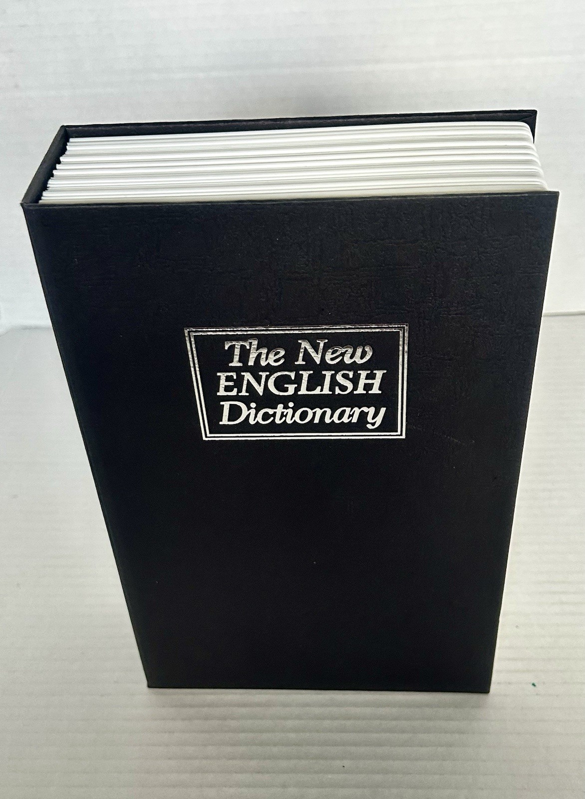 The New English Dictionary Faux Book Diversion Metal Safe with Key Lock Black