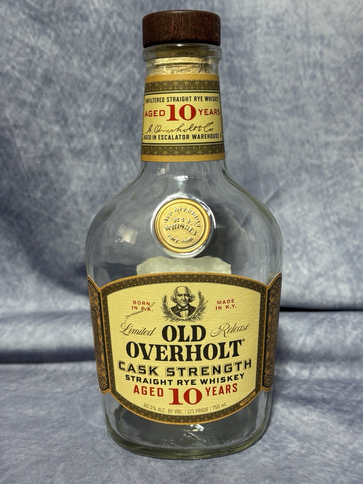 Old Overholt Limited Edition 10 Year Rye Whiskey Decorative Decanter Bottle