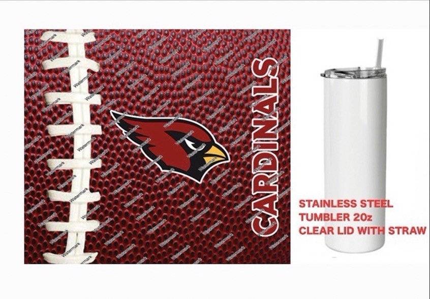 CARDINALS   - Pig skin Football - Tumbler 20 oz Stainless Steel