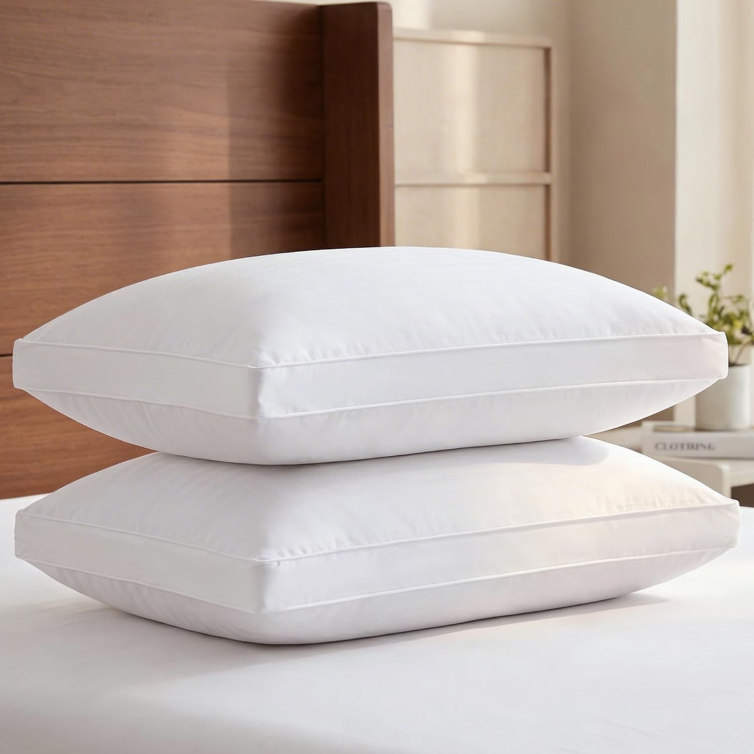 Bed Pillows for Sleeping Standard Size - Set of 2, Soft & Fluffy with Down Al...