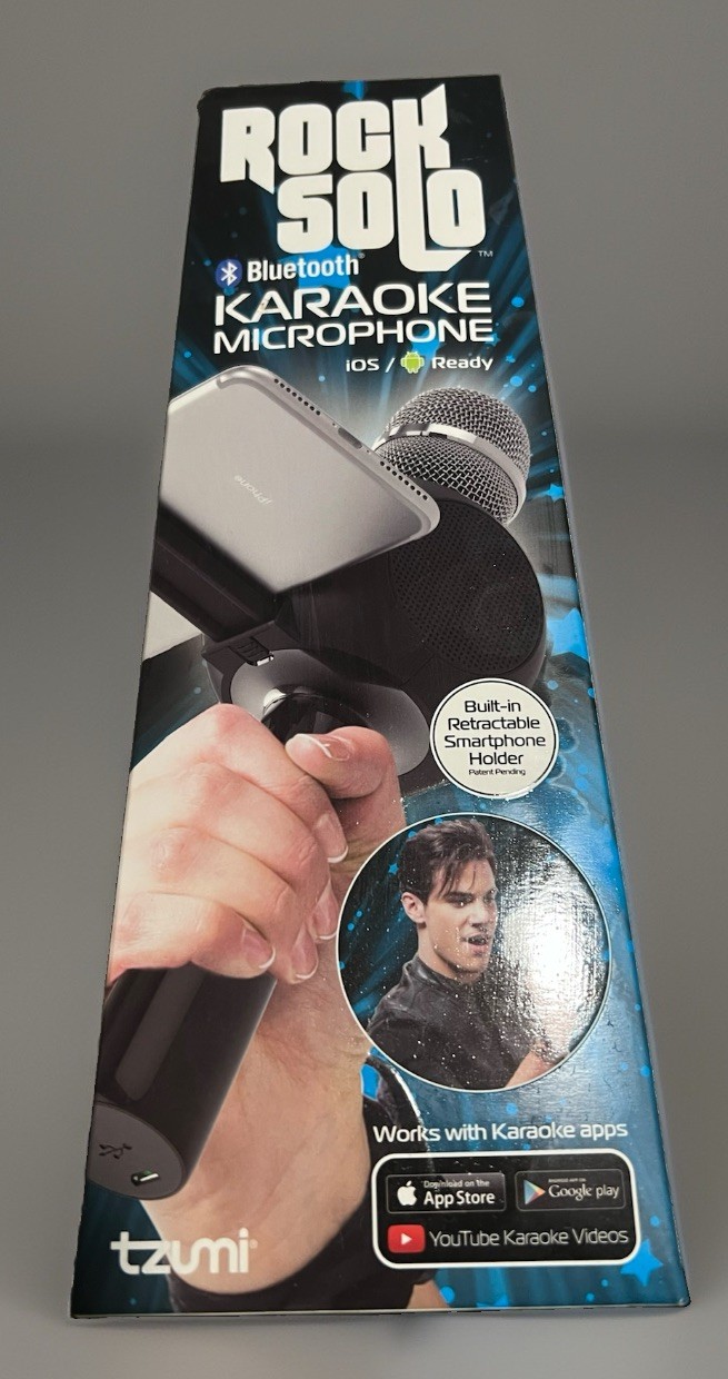 NIB Tzumi Rock Solo Karaoke Mic Bluetooth Built-in Smartphone Holder Sealed