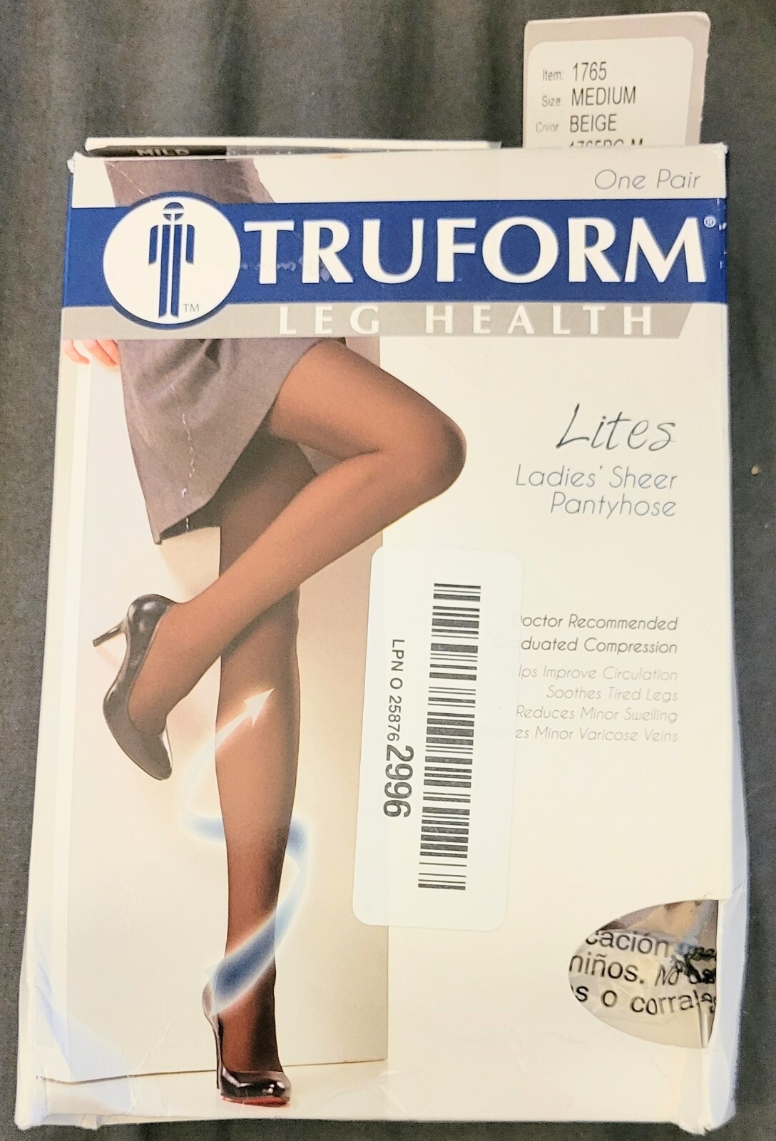 Truform Leg Health Women's Lites 8-15 mmHg Sheer Pantyhose 1765BG-M✍️✍️