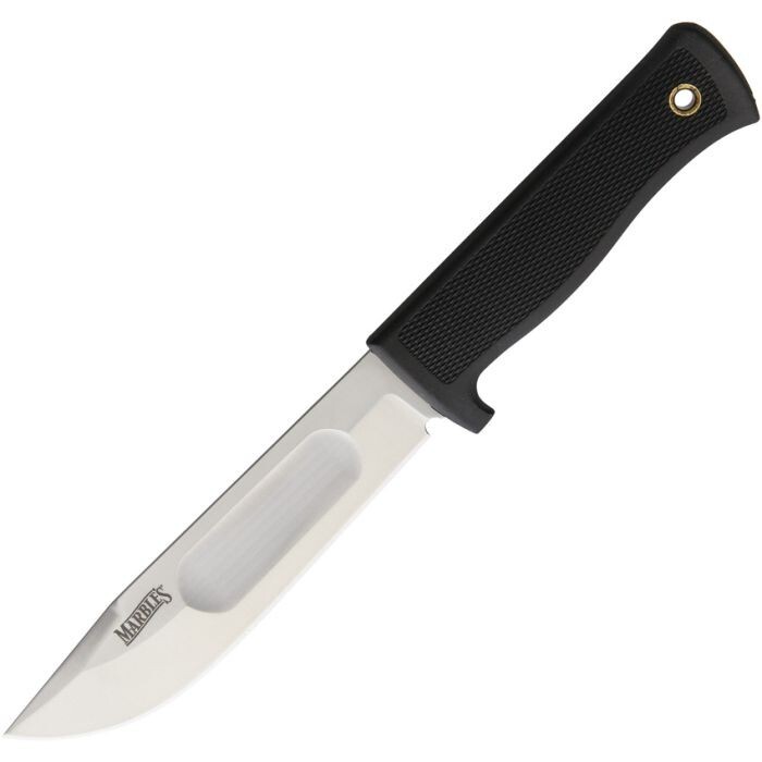 Marbles All Purpose Fixed Knife 6.25" Stainless Steel Blade Black Rubber Handle