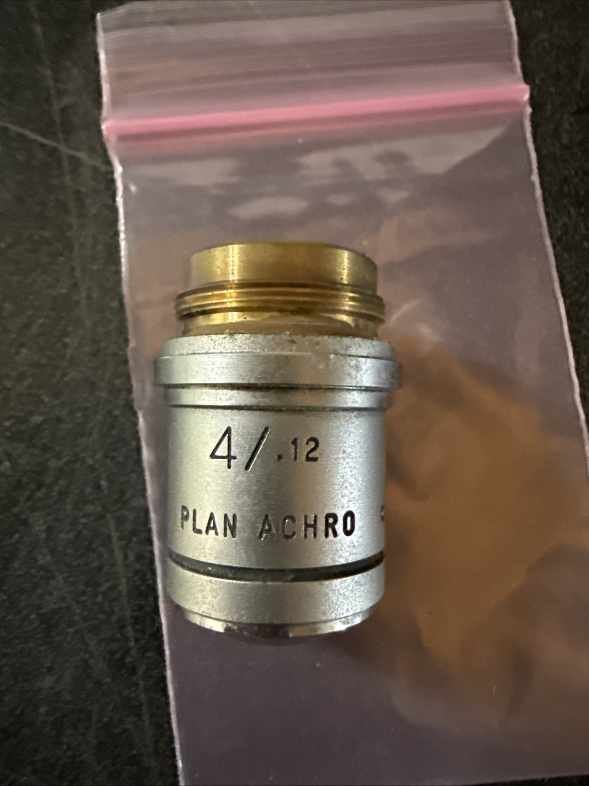 AO American Optical Plan Achro 4x 4/.12 Microscope Objective CAT 1017