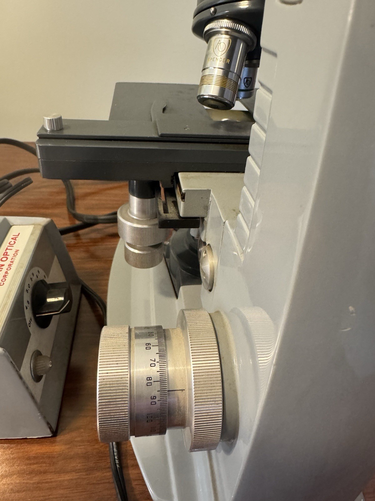 American Optical 1036A Spencer Microscope Illuminator w/ 1051 Transformer