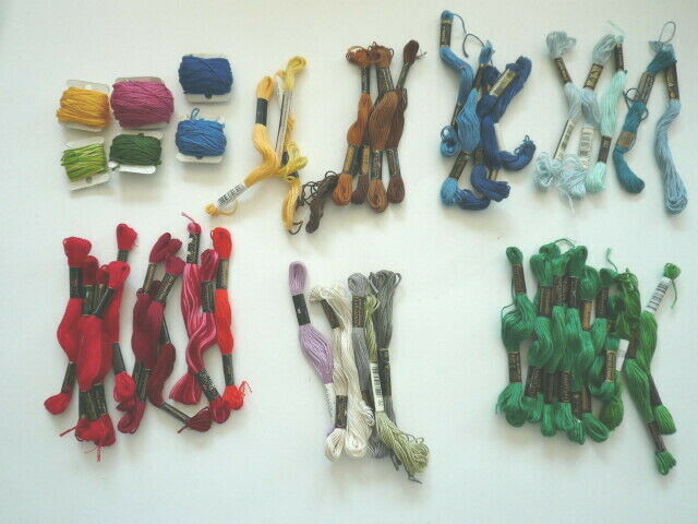 J&P Coats Deluxe 6 Strand Floss Vintage Lot of 45+ Skeins, 8 or 9 yds each