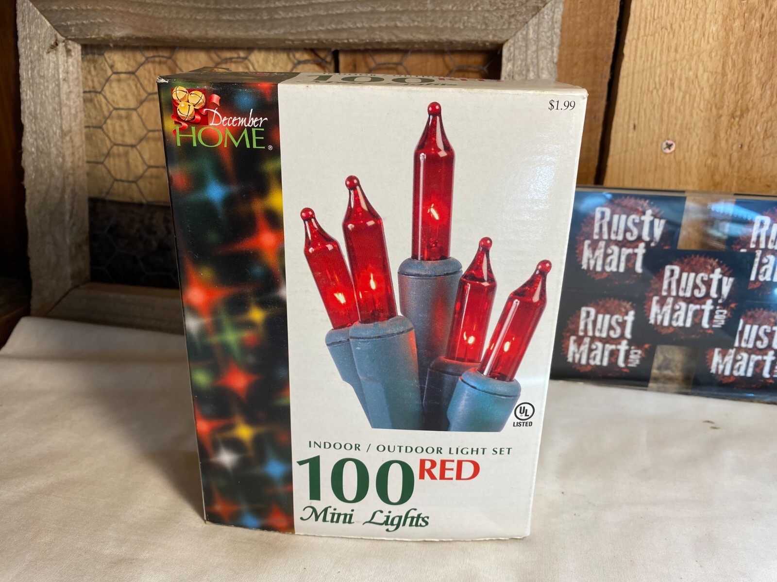 December Home 100 Red Bulb Mini Lights Indoor/Outdoor Light Set Green Wire