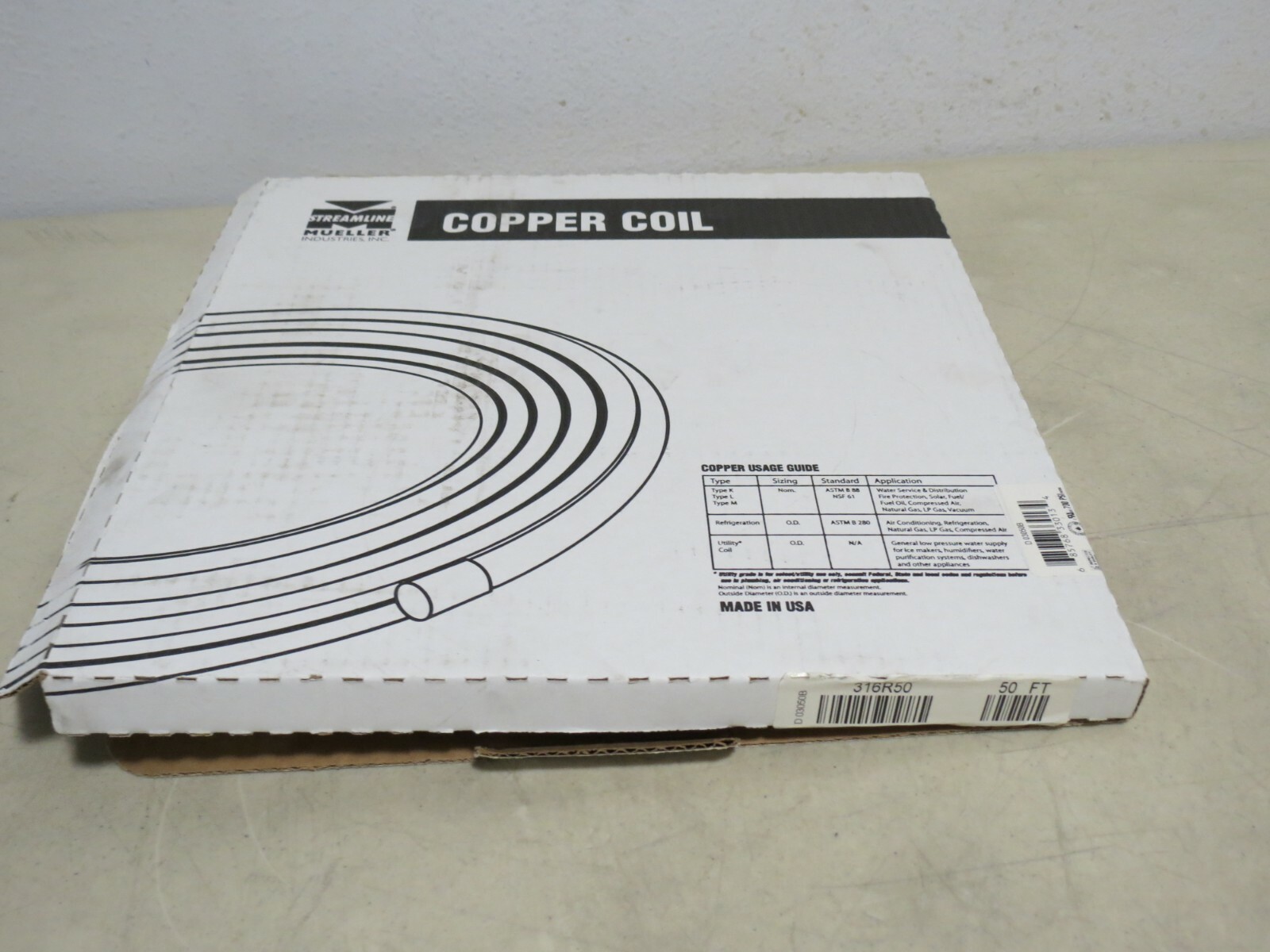 Mueller Streamline 3/16 in. x 50 ft. Copper Refrigeration Coil D03050B 316R50