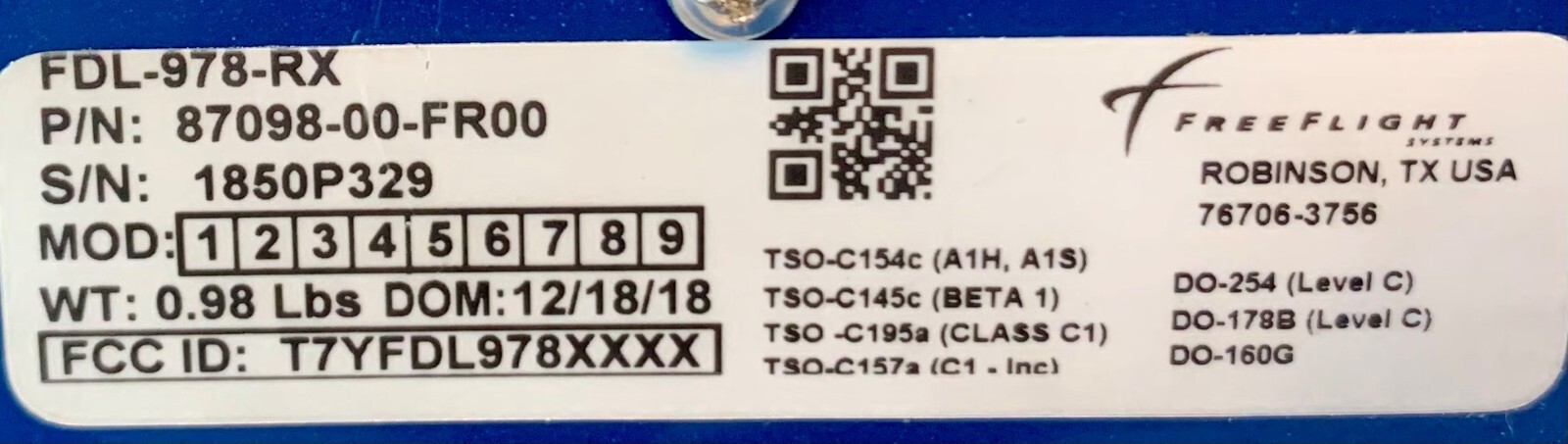 ADSB GPS Receiver 87098-00-FR00 Removed Working