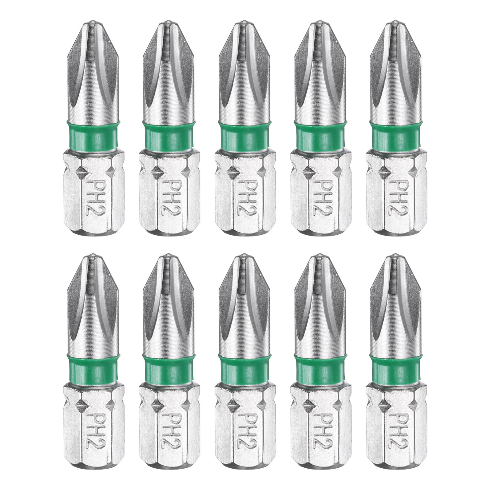 10pcs PH2 Magnetic Phillips Screwdriver Bits 1/4" Hex Shank 1" Length S2 Steel