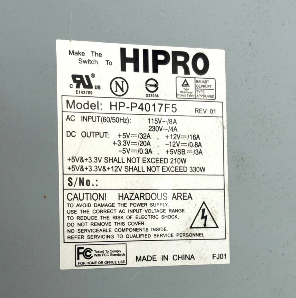 HIPRO DESKTOP POWER SUPPLY HP-P4017FS