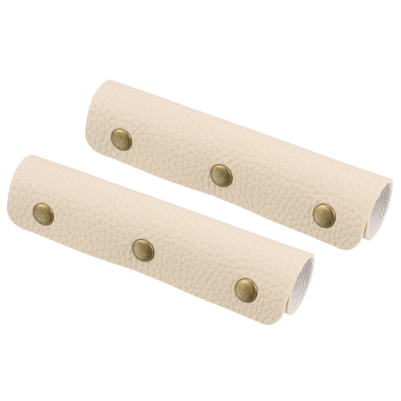 Luggage Handle Wrap, 2 Pack PU Handbag Grip Identifier with Clasp, Beige