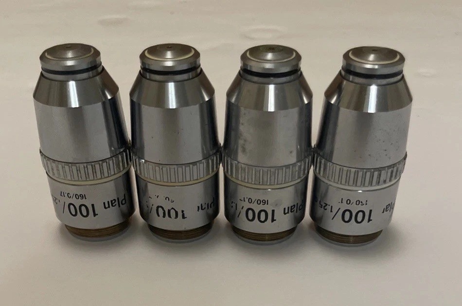 Lot of 4 Nikon 100/ 1.25 Oil Microscope Objective 160/0.17