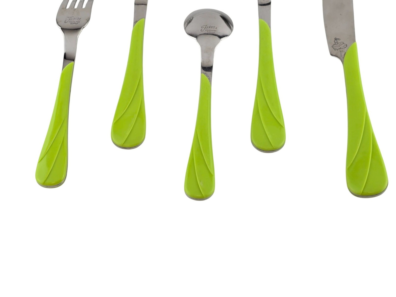Vintage Fiesta Chartreuse Swirl Flatware Silverware Green 5 Piece Set