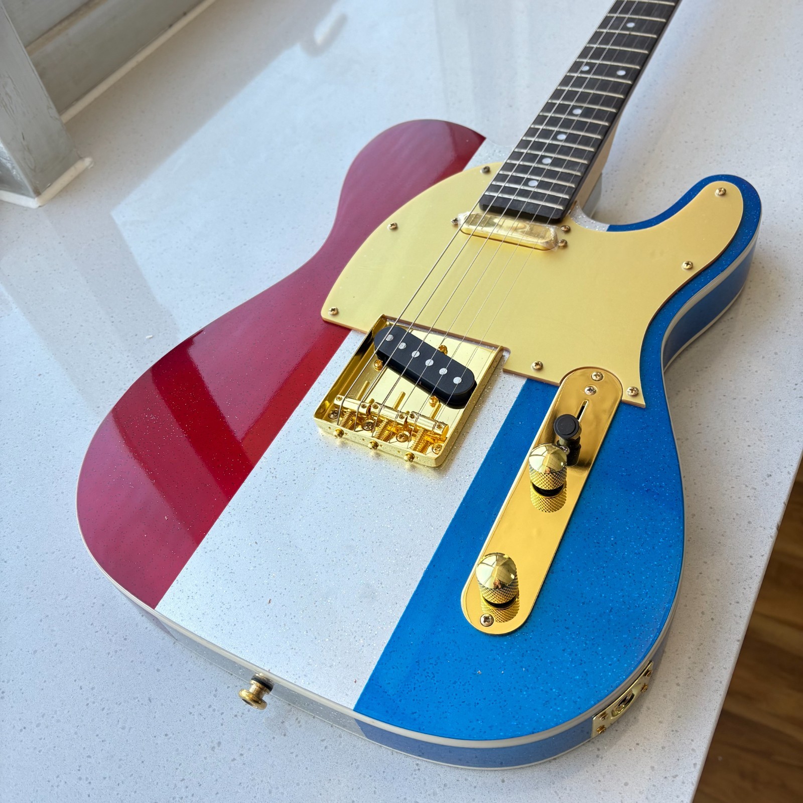 US Buck Owens Signature TLr Electric Guitar Red White Blue Sparkle Gold Hardware