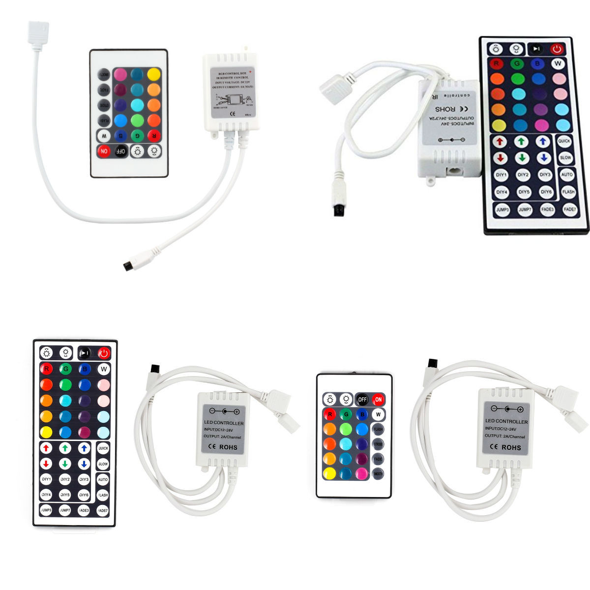 24/44Keys IR Remote Controller For DC 12V 5050/3528 SMD RGB LED Light Strip 4Pin