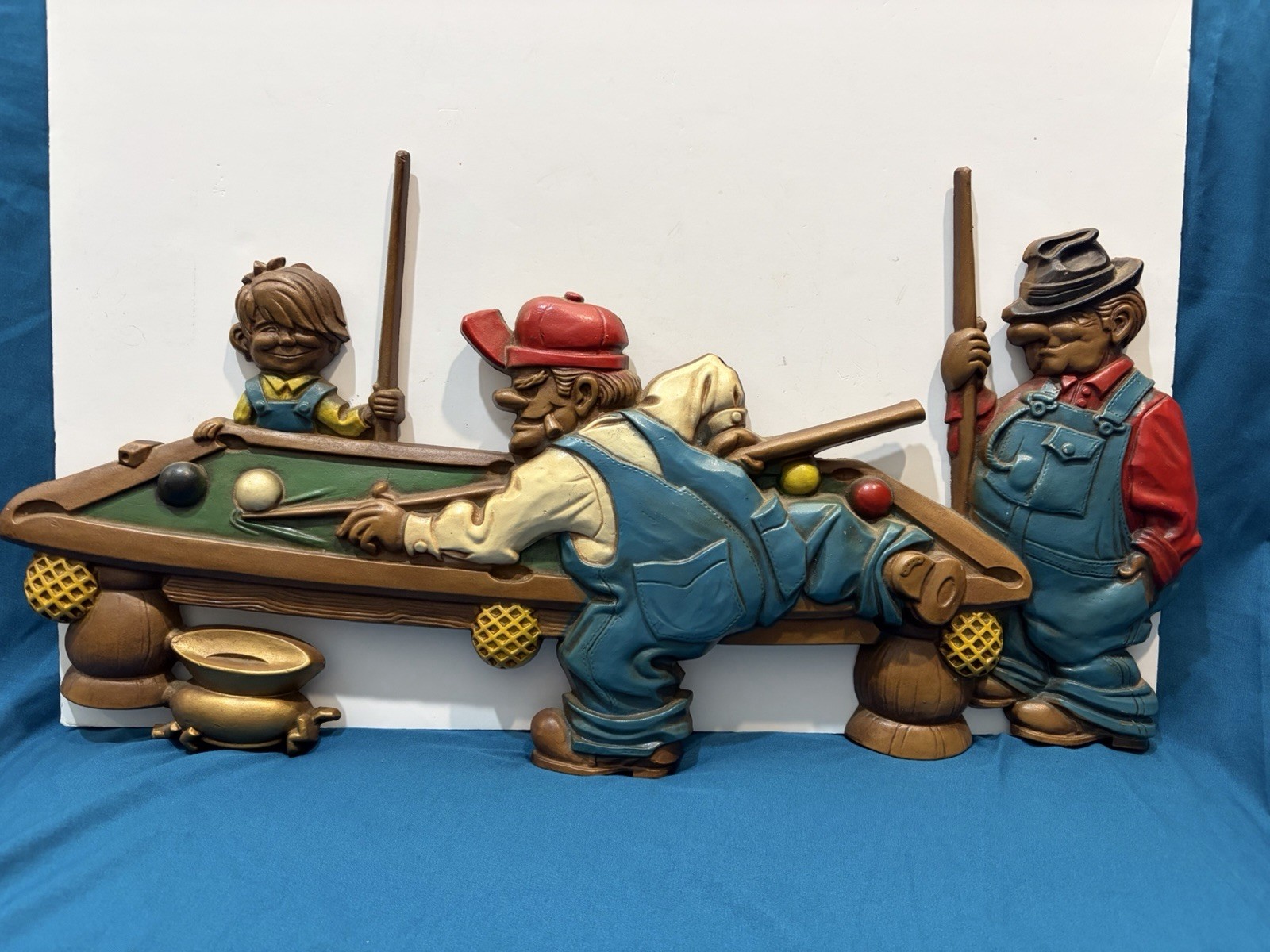 1971 Sexton #792 Pool Players, Man Cave Wall Hanger Cast Aluminum