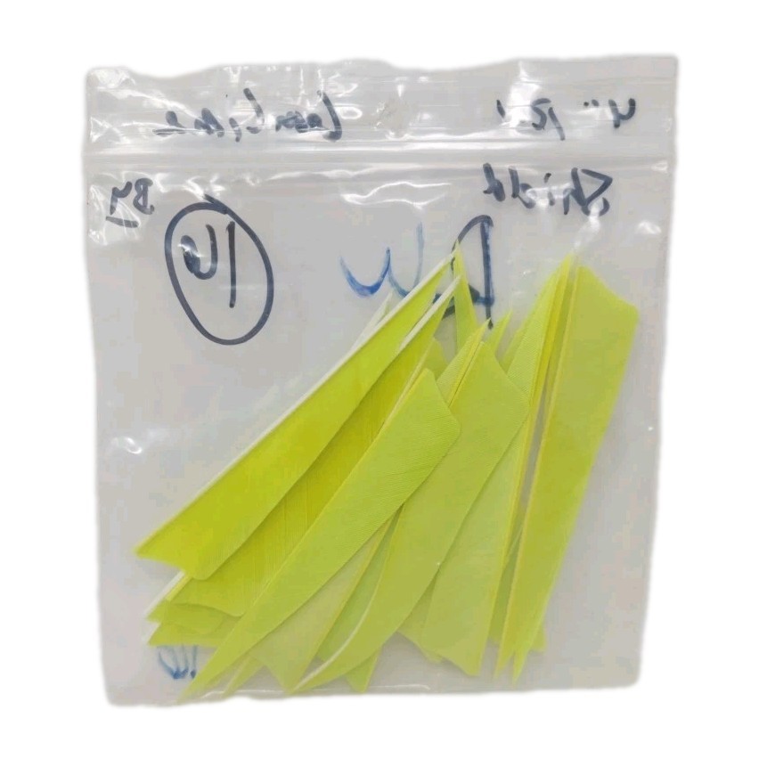 16 Count Archery Arrow Feathers 4" Right Wing Shield: Lemon Lime Green