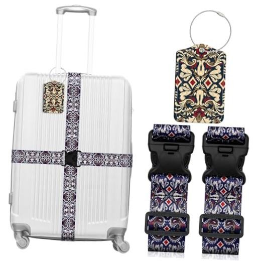 3 Pack Luggage Straps Tags Set for Suitcases, Travel Adjustable Belt with