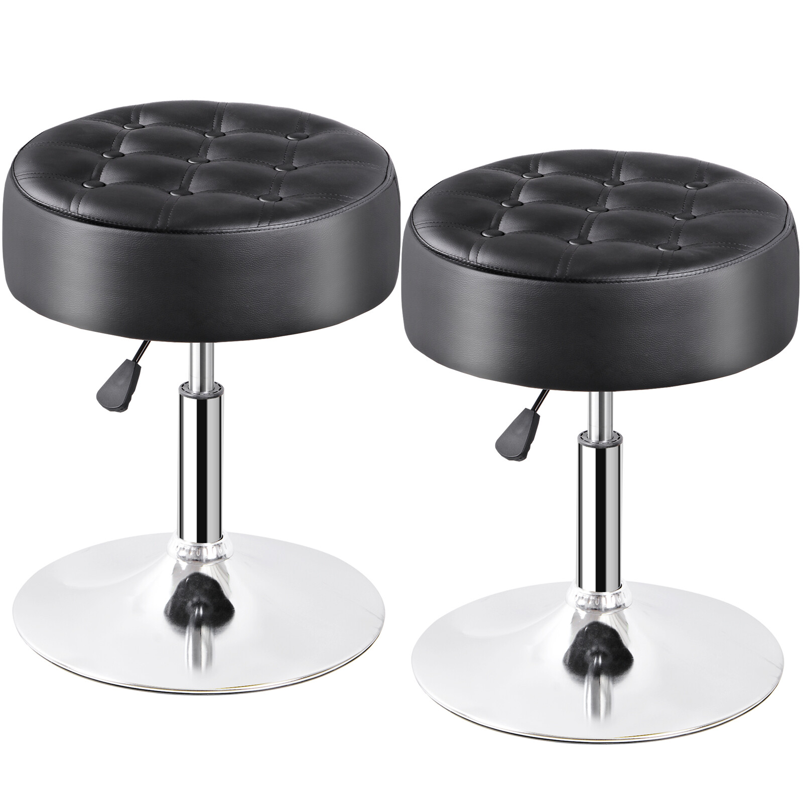 2PCS 360° Swivel Vanity Bar Stool Makeup Stool Adjustable Height Bar Stool Black