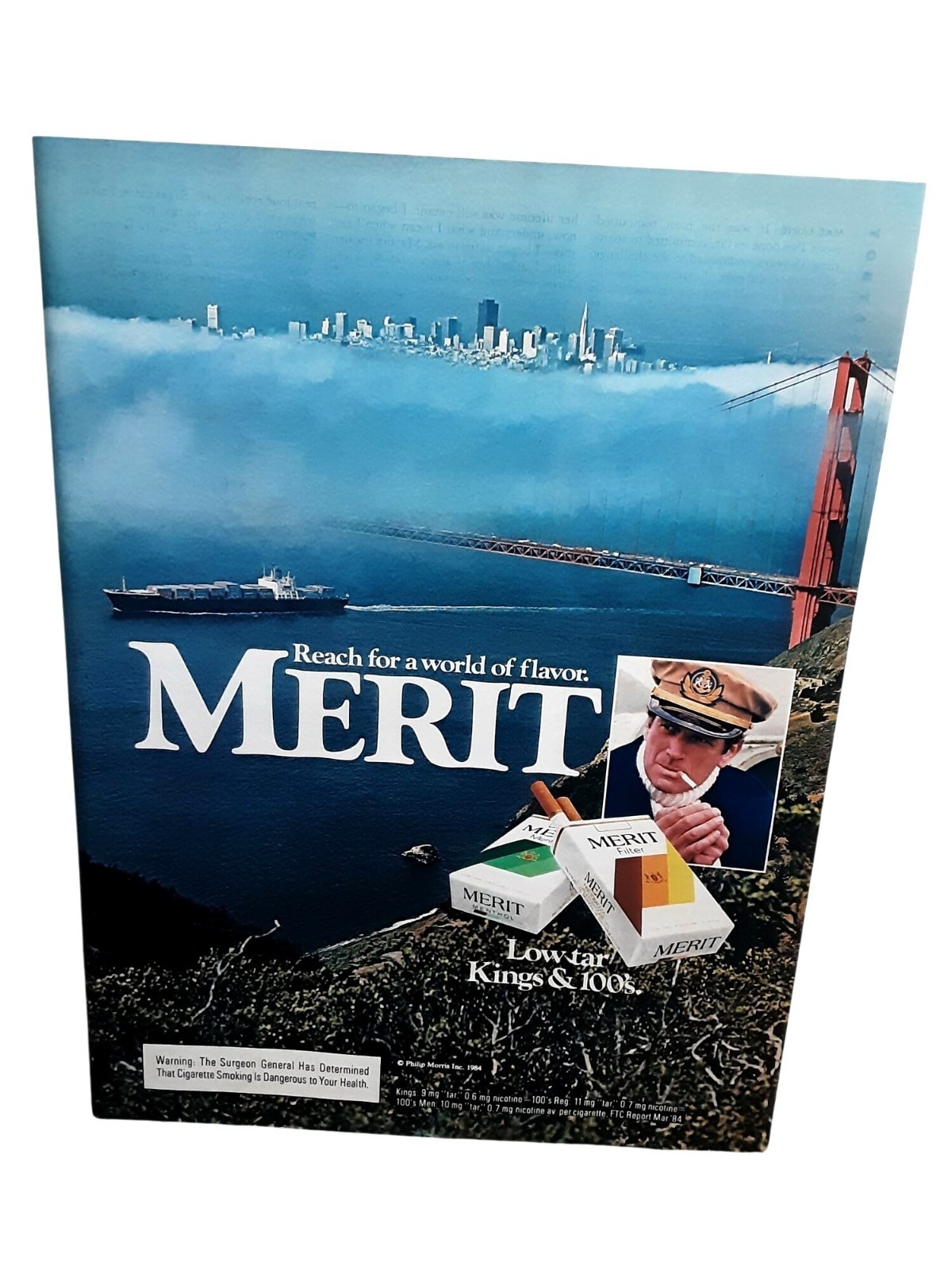1984 Merit Cigarettes Print Ad San Francisco Golden Gate