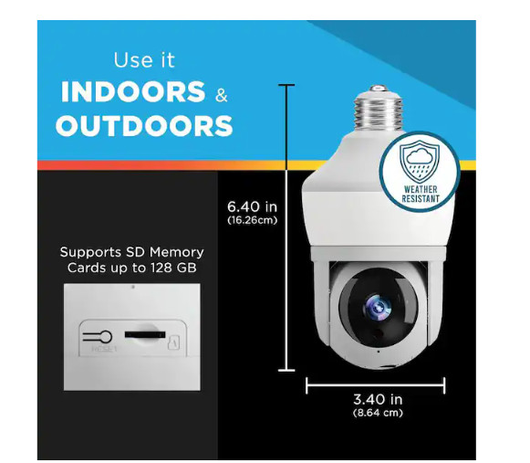 Sight Bulb Pro Wi-Fi Smart Security Camera & LED Light 360 View FHD 3MP
